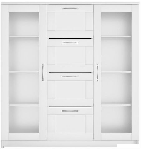 Тумба Mio Tesoro Сириус 2 двери со стеклом и 4 ящика 117x123 2.02.03.400.1 (белый)