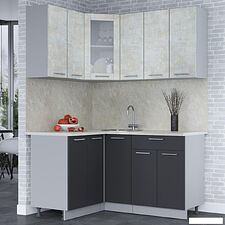 Готовая кухня Интерлиния Мила 12x15 (бетон лайт-антрацит-опал светлый)