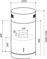 Кухонная вытяжка LEX Tubo Isola 350 (нержавеющая сталь)