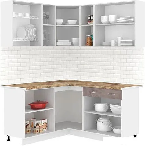 Готовая кухня Кортекс-мебель Корнелия Лира 1.5x2.0 (капучино/оникс/мадрид)