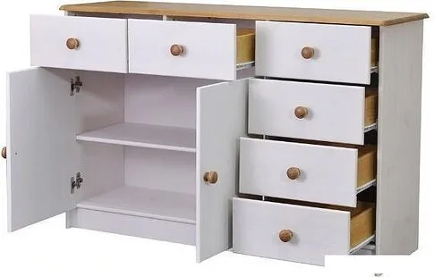 Комод Диприз Ром 2 двери 6 ящиков Д 1348.1 (белый воск/антик)