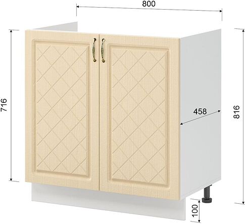 Шкаф напольный Mio Tesoro Модена ШН 800 (белый/дуб ваниль)