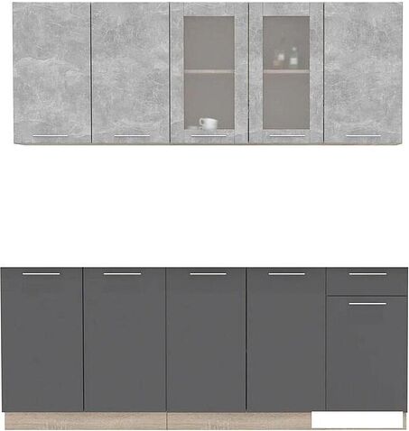 Готовая кухня Интерлиния Мила 20 без столешницы (бетон/антрацит)