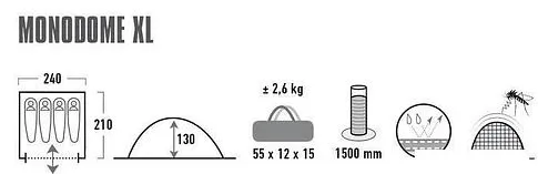 Треккинговая палатка High Peak Monodome XL (светло-серый)
