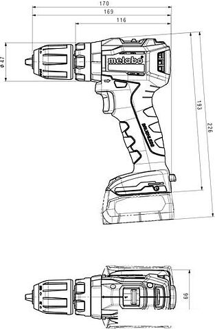 Дрель-шуруповерт Metabo PowerMaxx SB 12 BL 601077500 (с 2-мя АКБ, кейс)