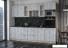 Готовая кухня Интерлиния Мила 2.8 ВТ (бетон/бетон/кастилло темный)