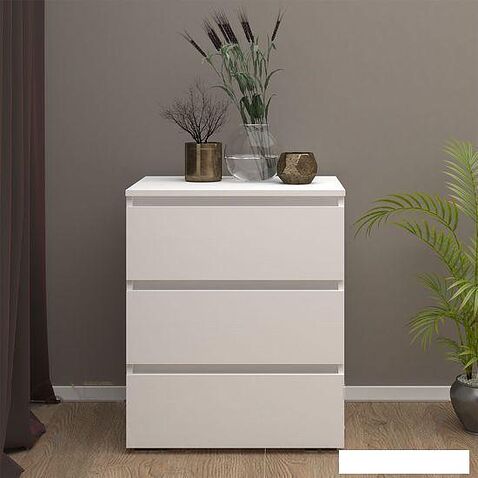 Комод Кортекс-мебель Бари 60 3ш (белый/белый/белый)