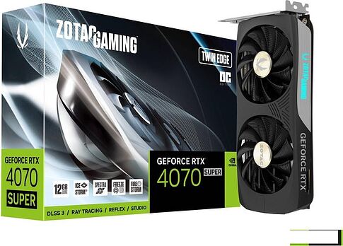 Видеокарта ZOTAC GeForce RTX 4070 Super Twin Edge OC 12GB GDDR6X ZT-D40720H-10M