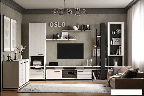 Тумба Глазов Oslo 3 (бетон пайн светлый/черный)