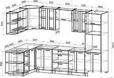 Готовая кухня Интерлиния Мила 1.68x3.0 левая (персидский жемчуг/антрацит/травертин серый)