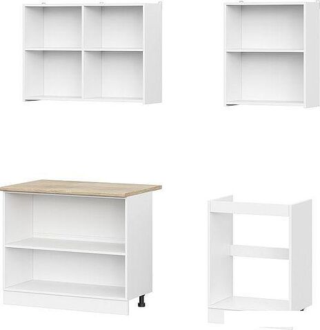 Готовая кухня NN мебель КГ-6 1.6м (белый текстурный/тростник)