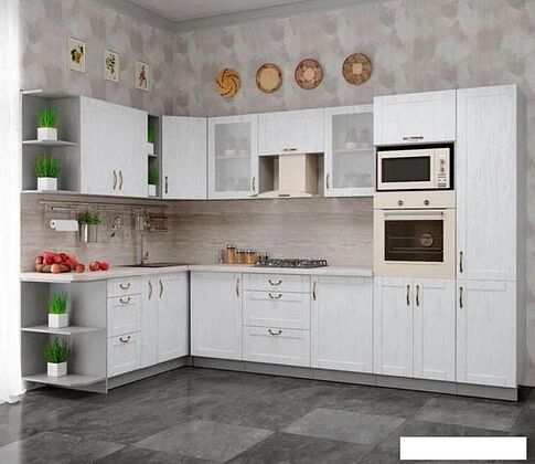 Готовая кухня Интерлиния Мила Крафт 1.88x3.2 левая (дуб полярный)