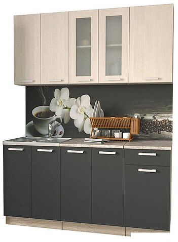 Готовая кухня Интерлиния Мила 16-60 (вудлайн кремовый-бетон-бискайская сосна)