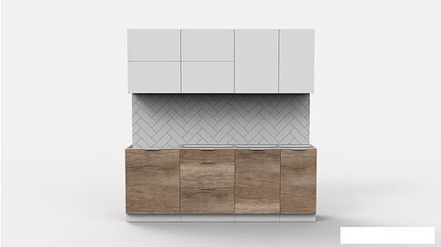 Готовая кухня Интермебель Микс Топ-36 2.1м без столешницы (белый премиум/дуб каньон)