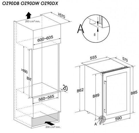 Винный шкаф Temptech OZ90DB