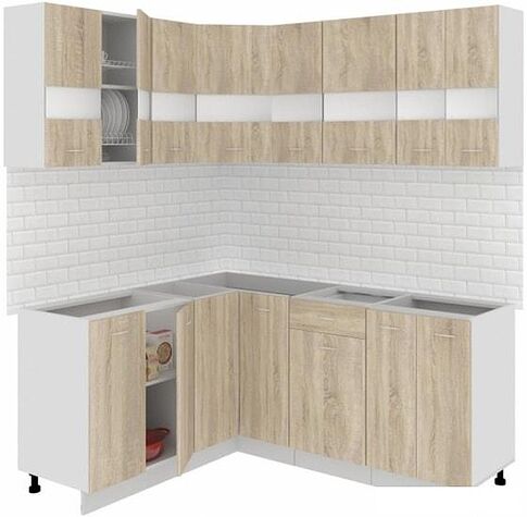 Готовая кухня Кортекс-мебель Корнелия Экстра 1.5x1.4 без столешницы (дуб сонома)