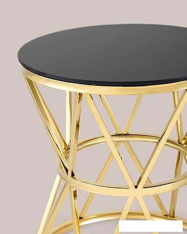 Журнальный столик Stool Group Вива 50x50 EET-080-TG (стекло черное/сталь золото)