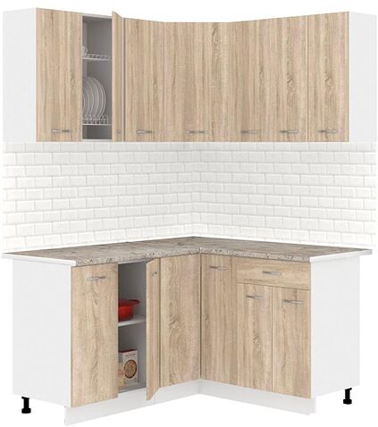 Готовая кухня Кортекс-мебель Корнелия Лира 1.5x1.4 (дуб сонома/марсель)