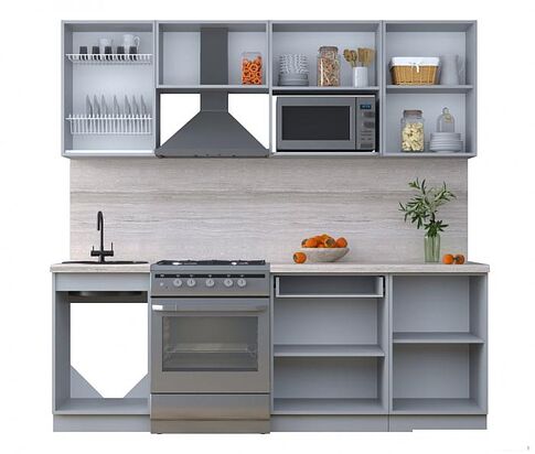 Готовая кухня Интерлиния Тренд 2.2В (мята/мята/дуб бунратти)