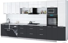 Готовая кухня Интерлиния Мила Gloss 4.0-ПМ1 (пепел/белый глянец/серый каспий)