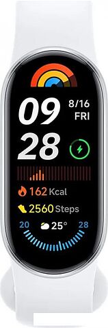 Фитнес-браслет Xiaomi Smart Band 9 (серебристый, с белым силиконовым ремешком, международная версия)