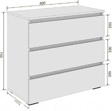 Комод Кортекс-мебель Бари 80 3ш (белый/белый/дуб сонома)