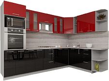 Готовая кухня Интерлиния Мила Gloss 1.88x3.0 правая (красный-черный) Готовая кухня Интерлиния Мила Gloss 1.88x3.0 правая (красный-черный)