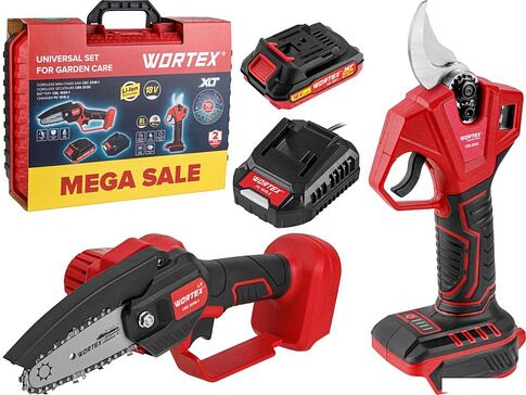 Wortex 1329851 (цепная пила, секатор, 1 АКБ, кейс)