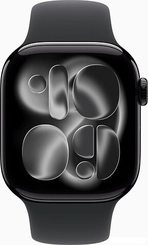Умные часы Apple Watch Series 11 46 мм (алюминиевый корпус, черный/черный, спортивный силиконовый ремешок S/M)