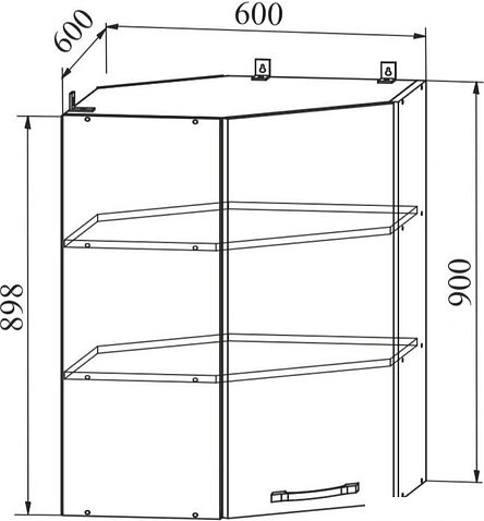 Шкаф навесной ДСВ Тренто ВПУ 600 левый (серый/серый)