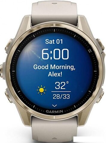 Умные часы Garmin Fenix 8 Sapphire 43мм (золотистый, дымчато-серый ремешок)