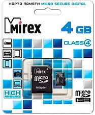 Карта памяти Mirex microSDHC (Class 4) 4GB (13613-ADTMSD04)