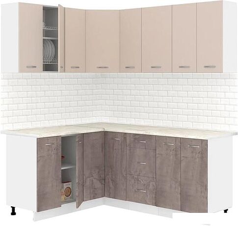 Готовая кухня Кортекс-мебель Корнелия Лира 1.5x1.9 (капучино/оникс/королевский опал)