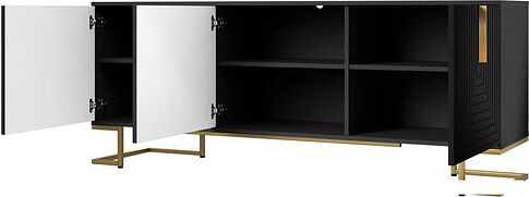 Тумба Involux Неаполь 212T011 (графит/черный матовый/золото)