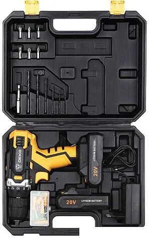 Дрель-шуруповерт Deko DKCD20FU-Li SET 63 063-4175 (с 2-мя АКБ, кейс)