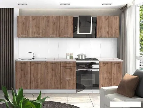 Готовая кухня Артём-Мебель Оля СН-114 без стекла ДСП 2.4м (дуб крафт табачный)