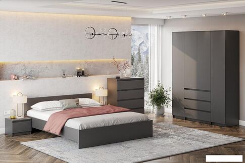 Комод Mio Tesoro Денвер 4 ящика (графит серый)