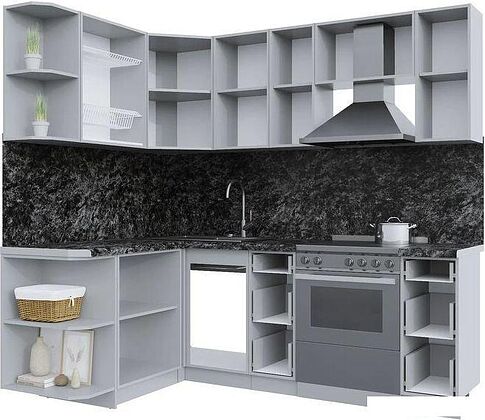 Готовая кухня Интерлиния Берес 1.5x2.2 левая (дуб серый/опал светлый)