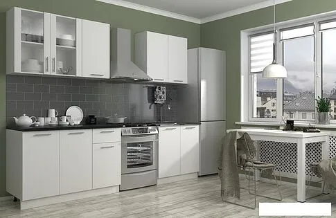 Кухня ЭлиГард Виктория 2.0 (белый/белый/мрамор рома)