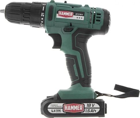 Дрель-шуруповерт Hammer ACD18A (с 2-мя АКБ, кейс)