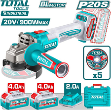 Угловая шлифмашина Total TAGLI261522 (с 2-мя АКБ, кейс)