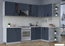 Готовая кухня Интерлиния Тренд 1.5x2.7 правая (индиго/индиго/опал светлый)