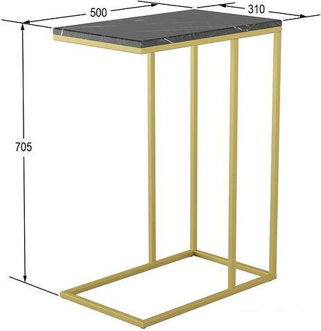 Приставной столик Калифорния мебель Агами Голд (черный мрамор)