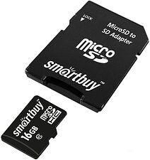 Карта памяти Smart Buy microSDHC SB16GBSDCL10-01LE 16GB (с адаптером) Карта памяти Smart Buy microSDHC SB16GBSDCL10-01LE 16GB (с адаптером)