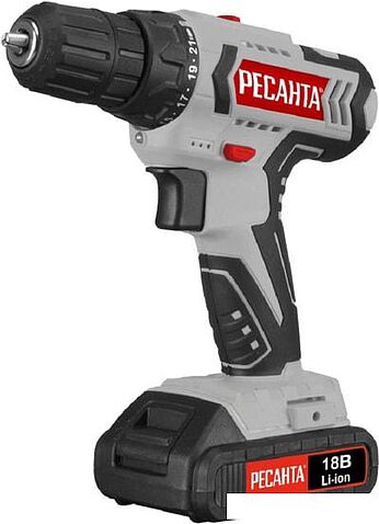 Дрель-шуруповерт Ресанта ДА-18-2ЛК (с 2-мя АКБ, кейс)