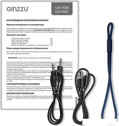 Беспроводная колонка Ginzzu GM-908C