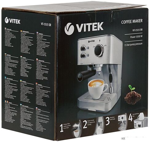 Рожковая помповая кофеварка Vitek VT-1515 ST