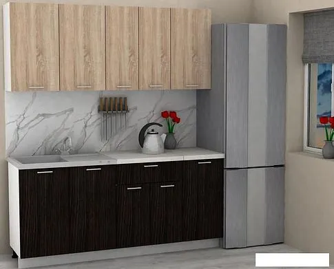 Готовая кухня ЭлиГард Lion 1.8 (дуб сонома/дуб марбург/королевский опал)