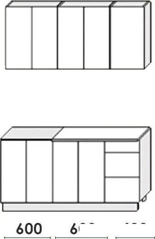 Готовая кухня Артём-Мебель Эльза СН-114 без стекла ДСП 1.6/3м (дуб крафт белый/дуб крафт табачный)