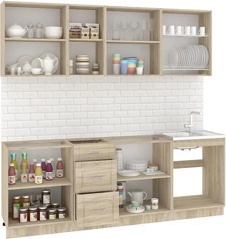 Кухня Кортекс-мебель Корнелия Ретро 2.2м без столешницы (дуб сонома)